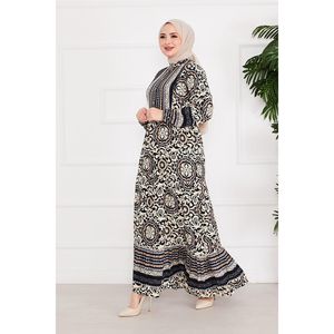 Hijab en Viscose à Motifs Médaillon Robe Modeste Couleur Noir - Product Image 3