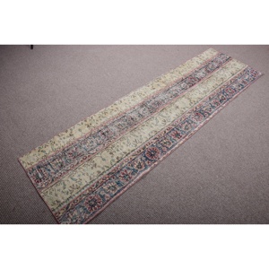 Alfombra Turca Vintage de 2,2x7,7 pies, Alfombra de Pasillo, Alfombra Persa Azul - Product Image 2