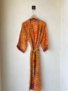Kimono Bohemio de Seda para Mujer, Bata de Tela de Sari Indio PARA LA Playa, Vintage, Reciclado, Regalo para Vacaciones, Verano - Product Image 4