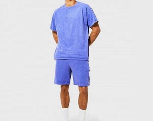 Men's High Quality Two Piece 100% Cotton Acid Wash <b>Shorts</b> Set Oversized Streetwear with Custom Logo Design Elastic Waist Closure - Product Image 3
