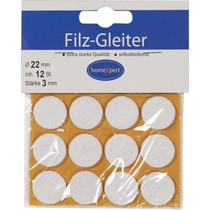 Deslizadores de Fieltro Autoadhesivos Blancos de 22 mm, Juego de 12 Piezas por Tarjeta SB, para Alfombras y Protectores - Product Image 1