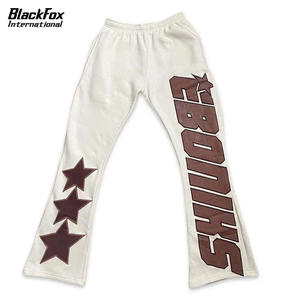 Pantalon évasé en éponge française imprimé bouffant pour homme, jogging évasé en coton 100% 3D, pantalon de survêtement à jambes larges, décontracté - Product Image 3