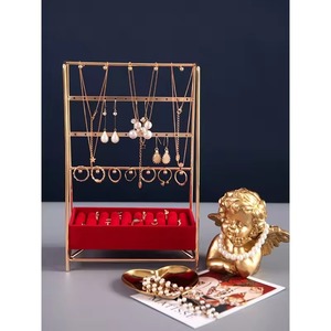 Élégant support de bijoux en or pour boucles d'oreilles colliers bagues élégant organisateur en métal pour vanité, coiffeuse et vitrine - Product Image 1