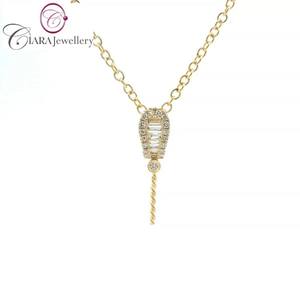 TRENDY 18K AU750 SOILD WHITE GOLD COLGANTE DE PERLA DE DIAMANTE NATURAL REAL - Product Image 4