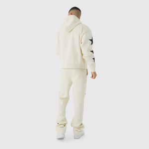2025 Unisex pantalón Acampanado y Sudadera con capucha conjunto de chándal de alta calidad Puff estampado 100% algodón polar peso pesado ropa de calle para invierno - Product Image 3