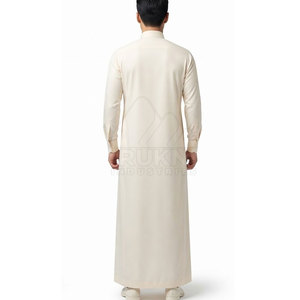 Smart Saudi Classic <b>Thobe</b> Casual Lightweight Breathable Cotton Neat Collar Long Sleeves Tailored Shape Front Buttons Everyday - Product Image 2
