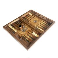 Set Backgammon Kayu Mewah Buatan Tangan Ukuran Besar dengan Jam Catur dan Penghitung Unisex Helena Wood Art K421.062.