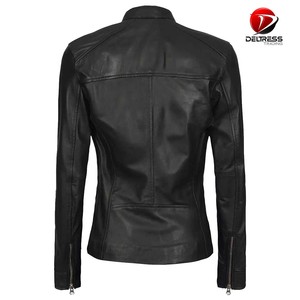 2025 personnalisé élégant dames en cuir véritable moto veste XL taille nouveau prix pas cher - Product Image 5