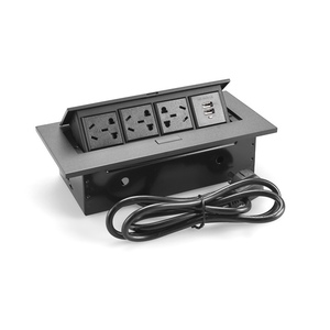 3-Outlet Desktop Power Socket with 2 USB a Ports ABS Material IP20 Protection - Product Image 1