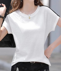 Cómoda Camiseta de manga corta para mujer Cuello redondo Color sólido para verano Otoño MOQ bajo con precio barato Eco-Friendly - Product Image 1