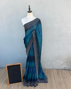 El último diseñador de Fab Zone Heavy Chiffon Zari Lace Border Saree Vestido indio étnico de alta calidad Adultos Fiestas especiales - Product Image 5