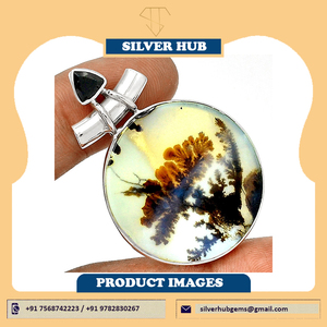 Dernière fabrication à la main en argent massif 925 Sterling Dendrite Agate pendentif lunette réglage incrustation technologie exclusive à vendre - Product Image 2