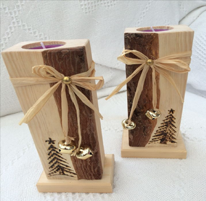 Estrella, árbol de Navidad, copo de nieve (Juego de 3) Vela decorativa de madera soporte de luz de té soportes para decoración del hogar para fiestas de Navidad - Product Image 5