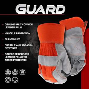 Gants de travail de haute qualité pour la sécurité des conducteurs, en cuir de vachette pleine fleur, pour le jardinage, le travail lourd, la soudure, pour travaux par temps froid - Product Image 6