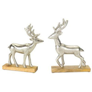 Modern Handmade Mango Wood And Aluminium <b>Christmas</b> Tree Reindeer Sculpture Figurine Tabletop Home Decor Festive <b>Gift</b> Item - Product Image 4