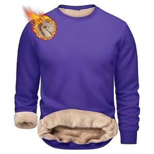 Suéter de Invierno para Hombre, Estampado, de Algodón, Corte Regular, Cálido, Básico, Forrado de Felpa, Cortavientos - Product Image 2