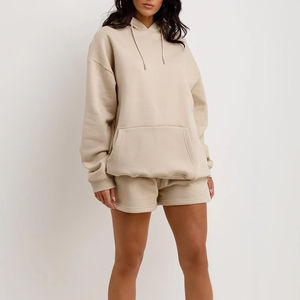 Nouvelle mode de sweats à capuche pour femmes d'été de haute qualité ensemble de shorts personnalisés logo brodé décontracté Style solide vêtements de sport de haute qualité - Product Image 4