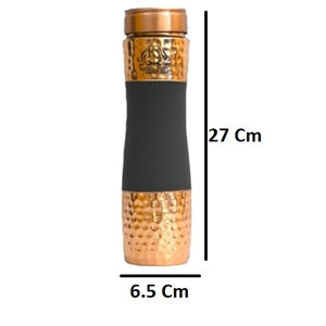 Botella de cobre de agua potable con diseño martillado pulido brillante 100% de cobre de calidad de exportación con Sipper Black Meena Printed - Product Image 4