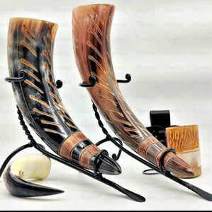 High Quality Eco-Friendly Animal Viking Drinking Horn Polished Finish <b>Iron</b> Stand Natural Color Organic Material Custom Logo - Product Image 4