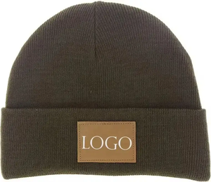 Gorro con puños de invierno tejido con logotipo de diseñador personalizado al por mayor, varios estilos, informal, para fiestas, viajes en la playa, bordado 3D común - Product Image 1