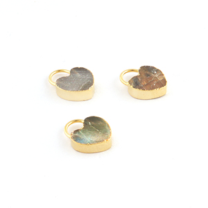 Labradorita natural para mujer, abalorio chapado en oro, cierre de corazón romántico, regalo - Product Image 5
