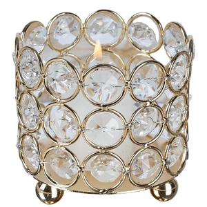 Ensemble de décoration de maison de noël cristal verre votif bougeoir fond 3 pieds boule utilisation toute l'année métal complété - Product Image 1