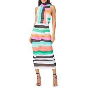 Abito midi aderente in chiffon arricciato da donna AFRM, multicolore, taglia XS - Product Image 1