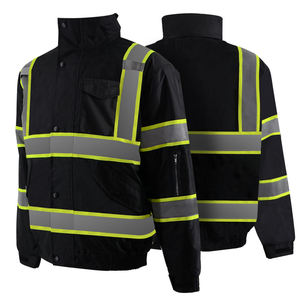 เสื้อแจ็กเก็ตบอมเบอร์แบบ High VIS สำหรับคนงานก่อสร้างเสื้อแจ็กเก็ตเครื่องแบบการก่อสร้างตามสั่งมีคอตั้ง - Product Image 1