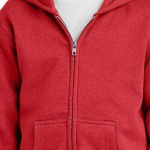 2025 Red Color Soft and Comfortable Full-<b>Zip</b> Fleece Jacket for Children Embroidered <b>Hoodie</b> with <b>Pockets</b> Winter Style - Product Image 6