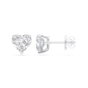 4.00 CT F/VS Heart Cut Lab Grown Diamond Three Prong <b>Set</b> <b>Stud</b> <b>Earring</b> Gold Plated 925 Sterling <b>Silver</b> for Unisex - Product Image 1