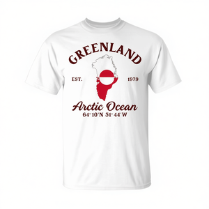 T-shirt con bandiera della mappa del Groenlande per bambini, taglie forti, souvenir di viaggio con orgogliose radici groenlandesi, abbigliamento promozionale compresso - Product Image 1