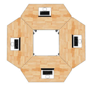 FOS 4-Piece Mobile <b>Table</b> Set Minimalist Modern Design Rhombus Pattern 197x180cm Assembled Rubber Wood Office Furniture-FOS018 - Product Image 5