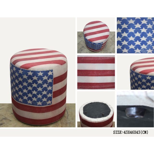 New Collection of leather canvas ottoman for living room vintage style ottoman for multi purpose
