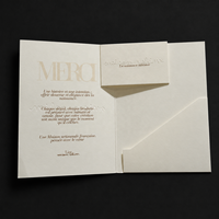 Ensemble de cartes d'invitation personnalisées de luxe en papier texturé gaufré avec pochette pliante pour mariage, baby shower et événements