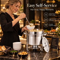 Chauffe-plat professionnel en acier inoxydable 7L 11L avec couvercle en verre hydraulique pour buffet, idéal pour hôtels, restaurants et traiteurs