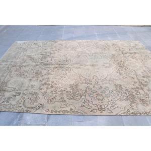 6.8x10.4 ft Turkish Rug, <b>Brown</b> Striped Vintage Rug <b>Wool</b> - Product Image 3