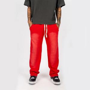 Pantalon unisexe ample de style streetwear de haute qualité, coupe large, délavé à l'acide, 100% coton, molleton, taille élastique, pour l'entraînement - Product Image 6