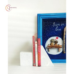 Fabriek Directe Verkoop Marmeren Boekensteunen Aangepaste Vorm En Grootte Boekensteunen Met Wit Marmer En Messing Decoratieve Boekensteunen In India