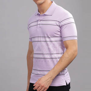 Camiseta Polo a Rayas para Hombre, Camiseta Casual de Manga Corta de Algodón, Logotipo Personalizado OEM ODM - Product Image 2