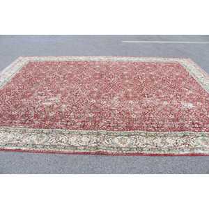 Tapis vintage 9,2x13,4 pieds, tapis turc, tapis à motifs floraux rouges en laine - Product Image 3
