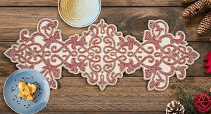 Handmade Cloth Decorative Wedding <b>Table</b> <b>Runner</b> with Leaves Design Christmas Dining <b>Table</b> Beaded placemat for Home Use - Product Image 3