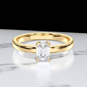 Anillo de compromiso de solitario de moissanita con forma de esmeralda de 0,50 quilates, Juego de puntas de plata para ella - Product Image 2