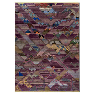 Alfombra de Lana y Seda de Bambú Anudada a Mano Freedom Manchaha Rosa Púrpura, Geométrica, 9x12, para Decoración de Sala de Estar, 10 mm - Product Image 1