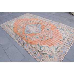 Tapis turc vintage, grand tapis de 5,6 x 9,6 pieds (171 x 292 cm), tapis oriental en laine orange - Product Image 2