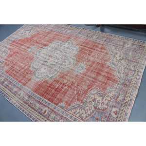 Alfombra Turca Vintage de 5.9x8.7 pies (181x265 cm), Alfombra con Borde Rojo - Product Image 4