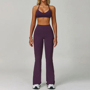 Ensemble de yoga à manches longues pour femmes avec leggings extensibles et haut de sport tissu à séchage rapide respirant Logo personnalisé Service OEM - Product Image 6