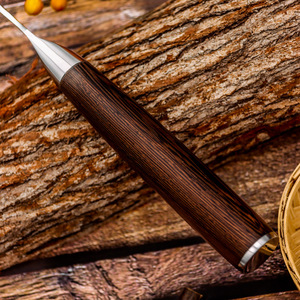 Couteau de service personnalisé en gros de qualité supérieure OEM ODM couteau de chef de cuisine en acier inoxydable à haute teneur en carbone avec manche en bois de Pakka - Product Image 5