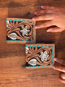 กระเป๋าสตางค์ RFID หนังพับสองชั้นคลาสสิกปรับแต่งลายด้านบนคุณภาพสูงกระเป๋าสตางค์ขนาดเล็กหนังแท้ผู้ชาย - Product Image 5