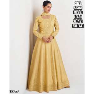 Traje Anarkali de viscosa, seda y rayón, hecho a mano, con bordados elaborados, mangas largas, diseño acampanado, dupatta, estilo pakistaní indio, salwar kameez. - Product Image 5