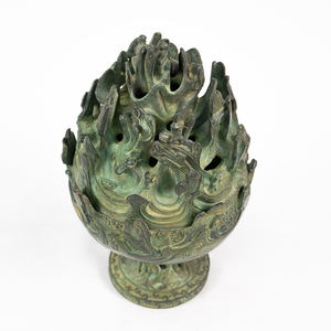 Pembakar Dupa Antik Perunggu Bo Shan Tradisional Cina Buatan Tangan Dekorasi Rumah Vintage - Product Image 2